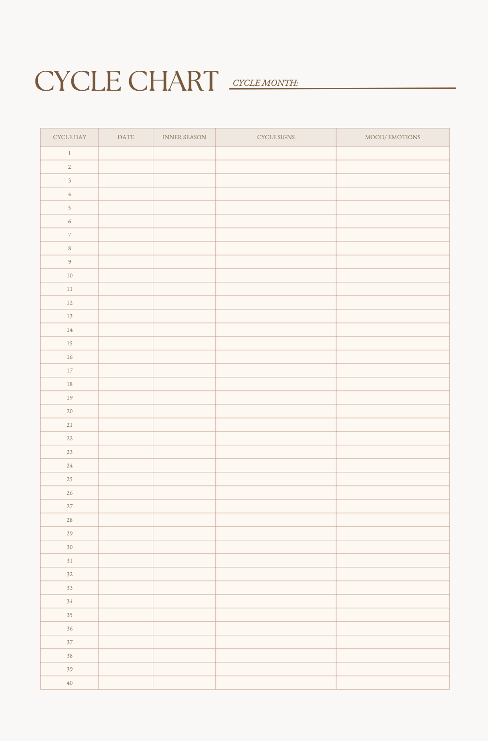 FREE Printable Cycle Tracker